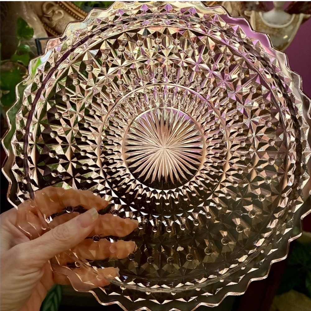 Jeannette Pink Depression Glass Chop Plate Vanity Tray - Picture 3 of 5